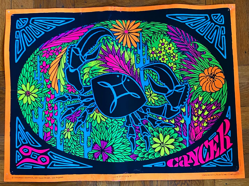 Vintage Black Light Poster - Late 70's/Early 80s - Cocorico