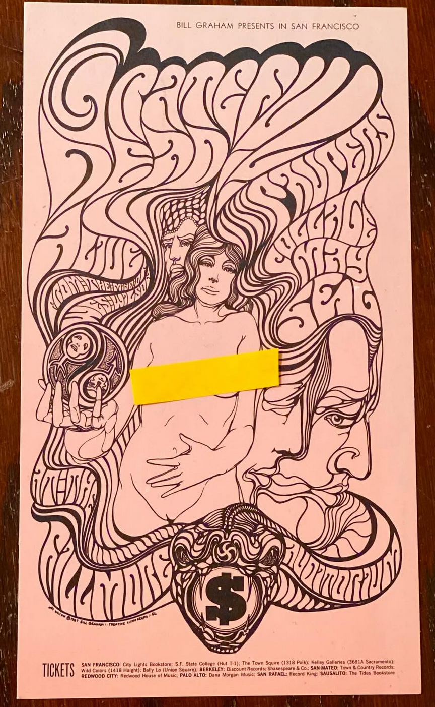 GRATEFUL DEAD Fillmore Postcard - WES WILSON 1967