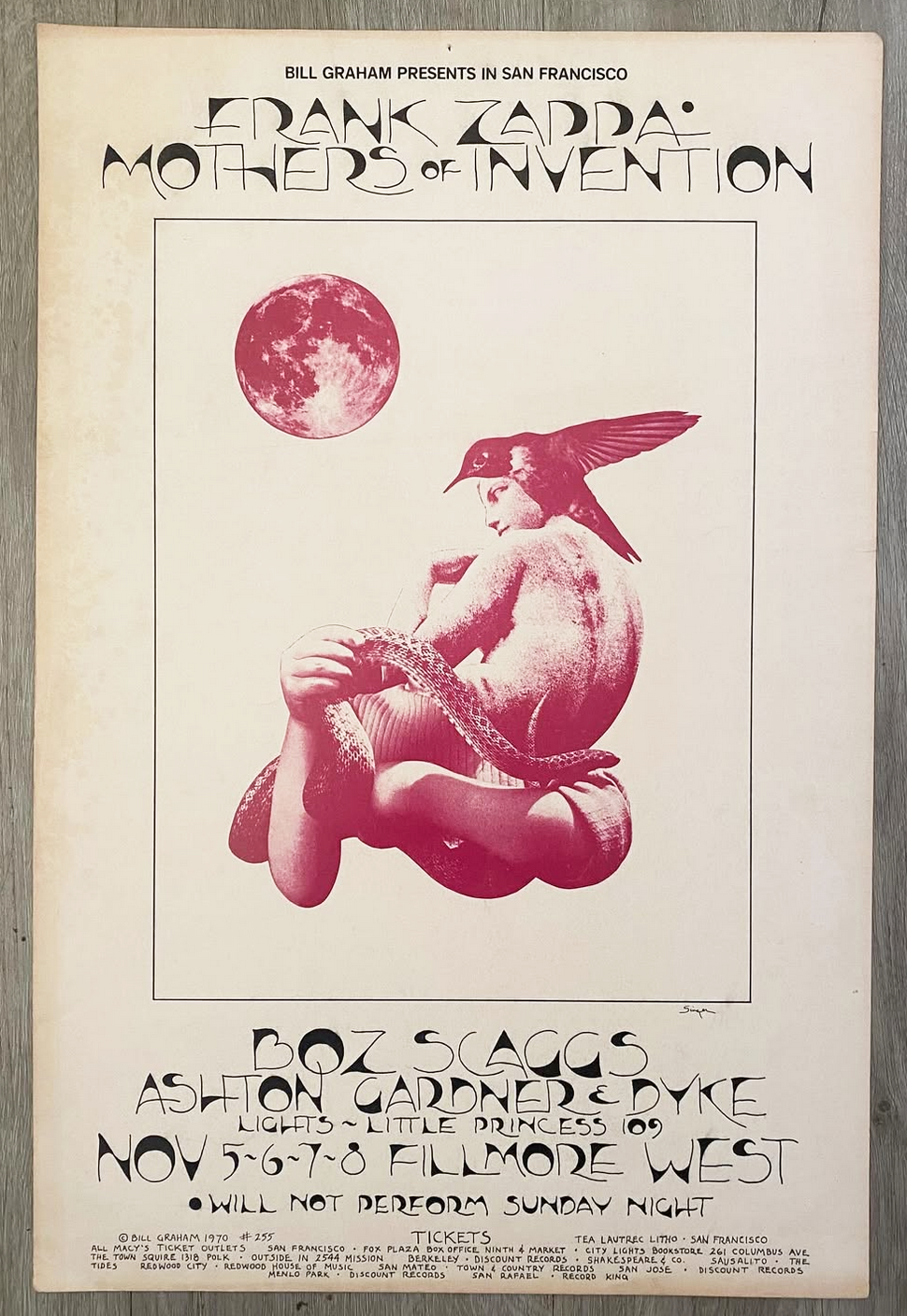 Frank Zappa/Mothers Of Invention 1970 Poster