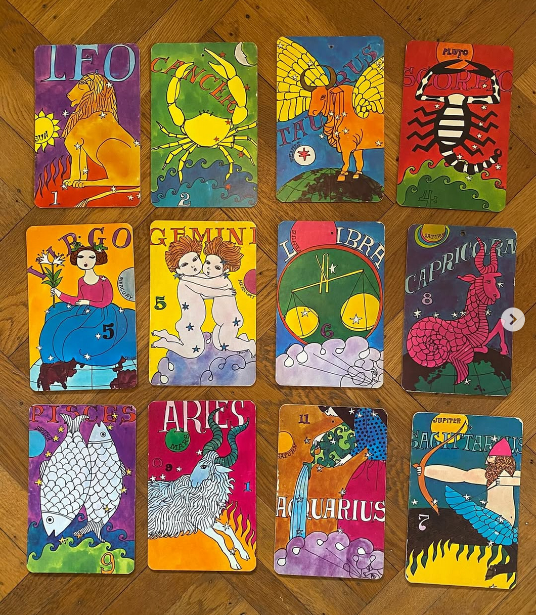 Zodiac Card Deck - 12 Cards Beautifully Illustrated
